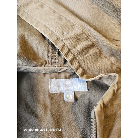 Hooded Utility Vest Women's size Medium Olive Brown Naf Naf 100% Cotton - Picture 4 of 7